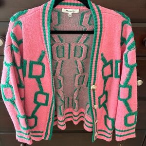 S/M Miracle Pink/Green Chain Link Cardigan